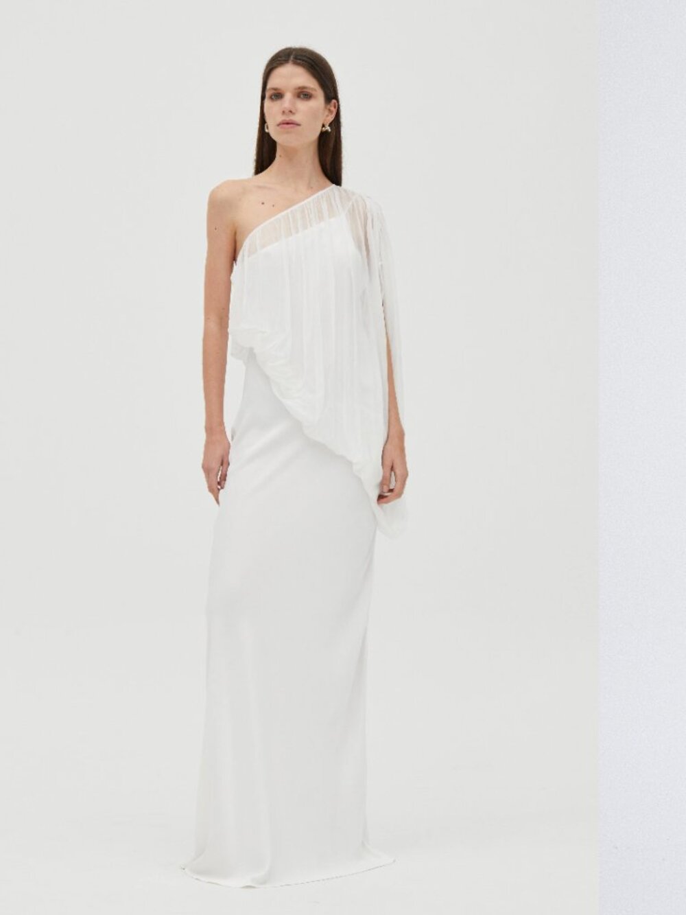 Third Form Solstice One-Shoulder Chiffon Maxi Dress – Ivory – AU 8